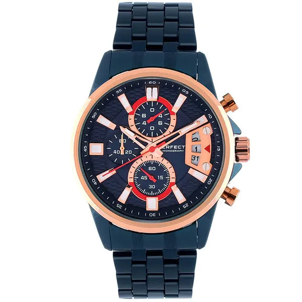 Perfect M504CH-06 férfi kronográf karóra, kék, 43 mm, Miyota, WR30