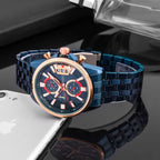 Perfect M504CH-06 férfi kronográf karóra, kék, 43 mm, Miyota, WR30