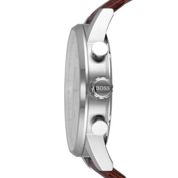 Hugo Boss 1513495 férfi karóra, kvarc, kronográf, 44 mm, barna bőrszíj