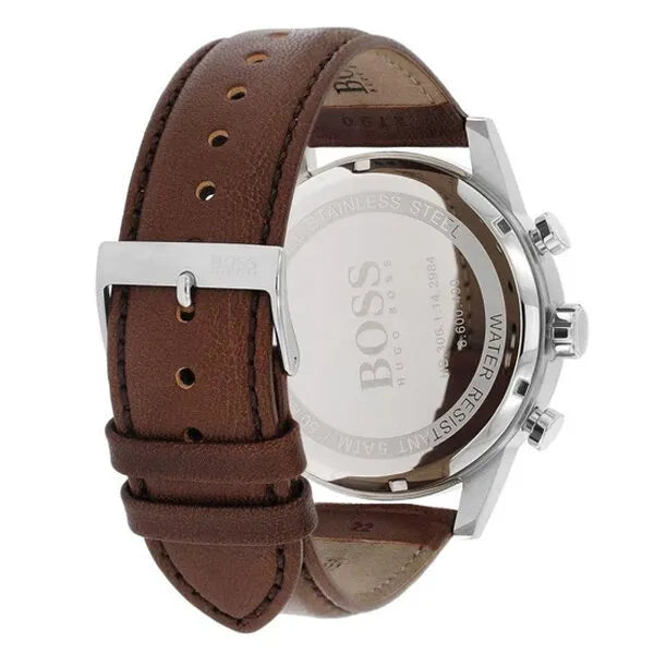 Hugo Boss 1513495 férfi karóra, kvarc, kronográf, 44 mm, barna bőrszíj