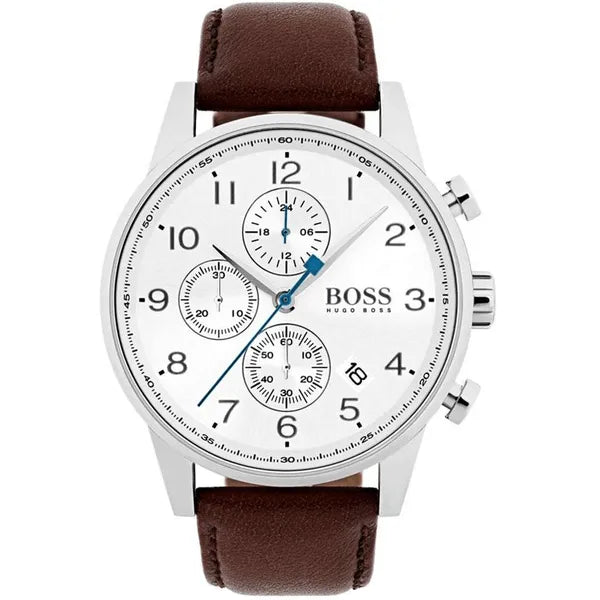Hugo Boss 1513495 férfi karóra, kvarc, kronográf, 44 mm, barna bőrszíj