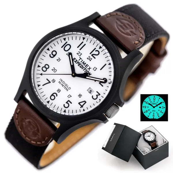Férfi Timex Expedition karóra TW4B08200, 40 mm, bőr szíj, WR50, dobozzal