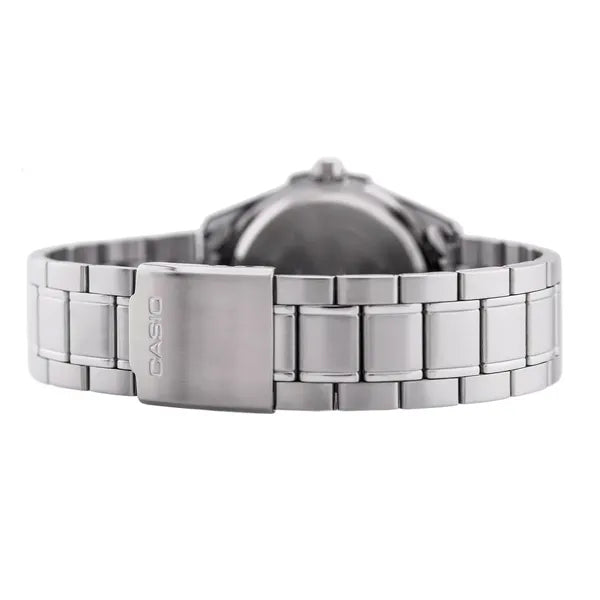 Casio MTP-1308D-1AV férfi karóra, fekete számlap, acél szíj, WR50, dátum, 39 mm