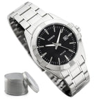 Casio MTP-1308D-1AV férfi karóra, fekete számlap, acél szíj, WR50, dátum, 39 mm