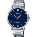 Casio LTP-VT01D-2B női karóra, ezüst acél szíj, kék számlap, WR30