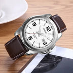 Casio MTP-1314L-7AVEF férfi karóra, fehér számlap, barna bőrszíj, WR50
