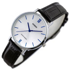 Casio női óra LTP-VT01L-7B1, ezüst számlap, fekete bőr szíj, WR30