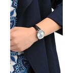 Casio női óra LTP-VT01L-7B1, ezüst számlap, fekete bőr szíj, WR30