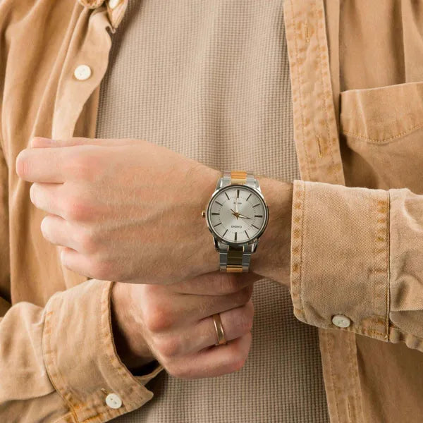 Casio férfi karóra MTP-1303SG-7A, 38 mm, acél, ezüst/arany, WR50, díszdoboz