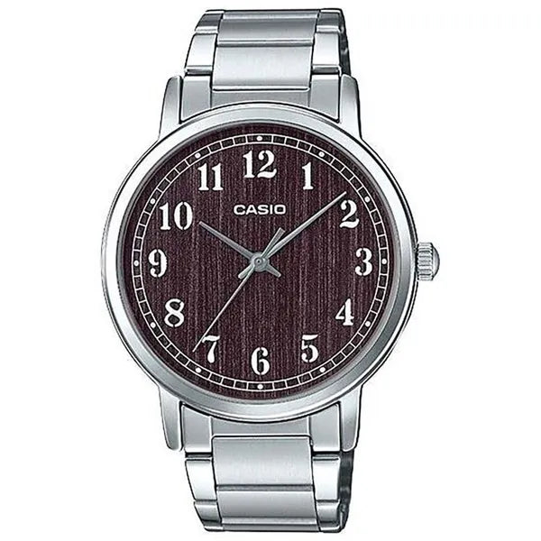 Casio férfi karóra, MTP-E145D-5B1, barna számlap, kvarc, acél szíj, WR30