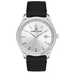 Daniel Klein DK.1.13517-1 férfi karóra, 40 mm, ezüst, fekete bőr, dátum