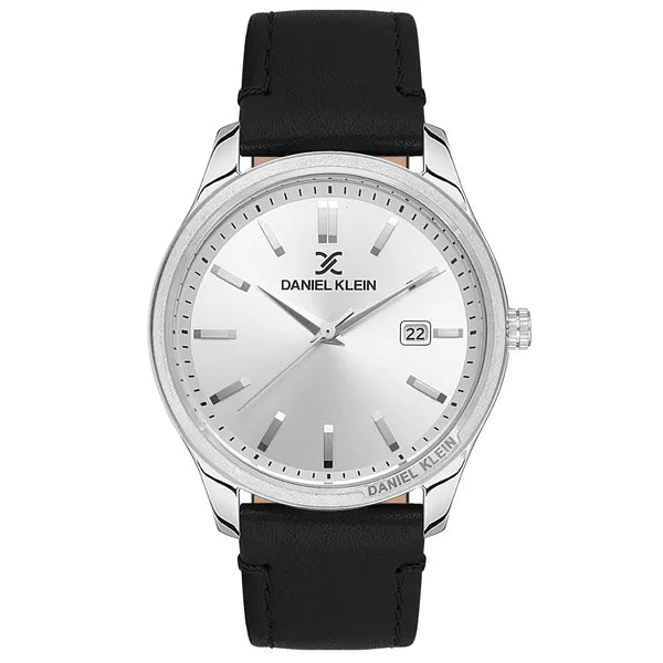 Daniel Klein DK.1.13517-1 férfi karóra, 40 mm, ezüst, fekete bőr, dátum