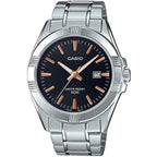 Casio MTP-1308D-1A2 férfi karóra, rozsdamentes acél szíj, fekete számlap, WR50