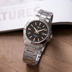 Casio MTP-1308D-1A2 férfi karóra, rozsdamentes acél szíj, fekete számlap, WR50