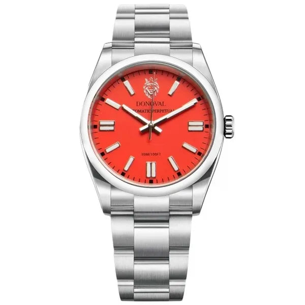 Donoval DL0003 automata férfi karóra, 41 mm, acél szíj, zafírüveg, piros