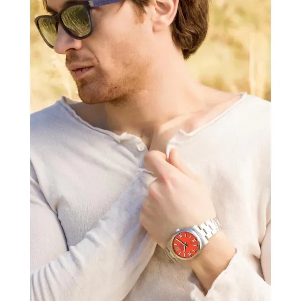 Donoval DL0003 automata férfi karóra, 41 mm, acél szíj, zafírüveg, piros