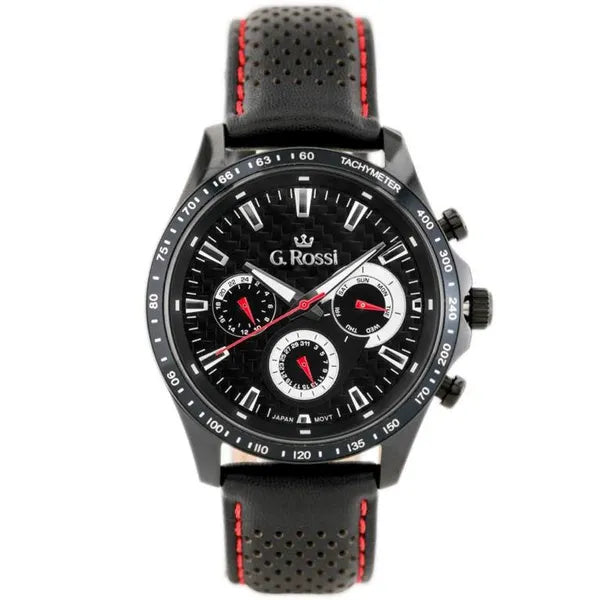 G. Rossi férfi karóra S523A, fekete számlap, bőr szíj, WR50, 46 mm