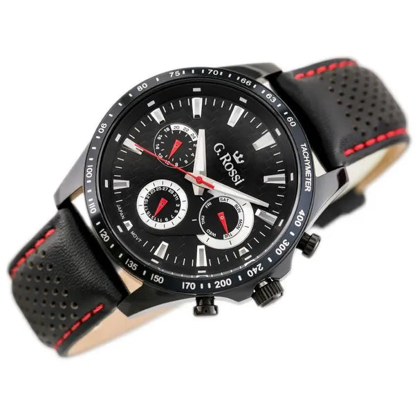 G. Rossi férfi karóra S523A, fekete számlap, bőr szíj, WR50, 46 mm