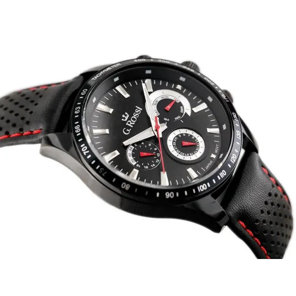 G. Rossi férfi karóra S523A, fekete számlap, bőr szíj, WR50, 46 mm