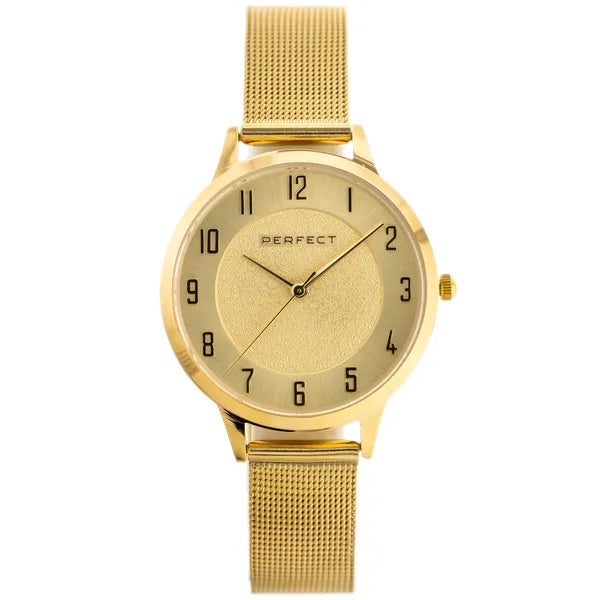 Perfect F387-03 női karóra, arany, 36 mm, fém szíj, WR30