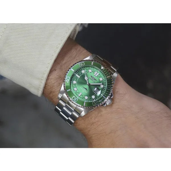 Invicta Pro Diver 30020 férfi karóra, WR100, zöld számlap, acél szíj
