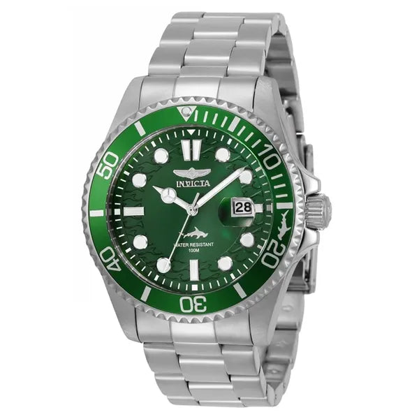 Invicta Pro Diver 30020 férfi karóra, WR100, zöld számlap, acél szíj