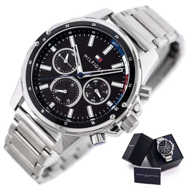 Tommy Hilfiger Mason férfi karóra 1791936, 45 mm, acél, fekete, 5 ATM