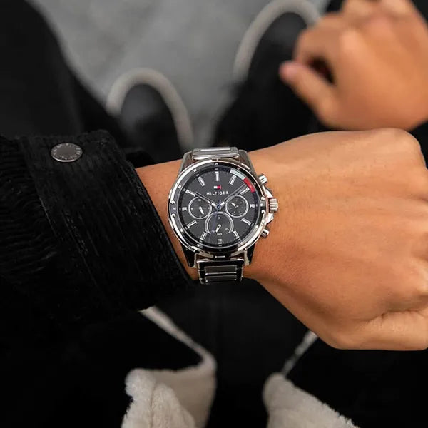 Tommy Hilfiger Mason férfi karóra 1791936, 45 mm, acél, fekete, 5 ATM