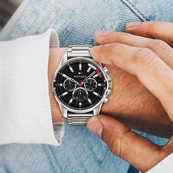 Tommy Hilfiger Mason férfi karóra 1791936, 45 mm, acél, fekete, 5 ATM
