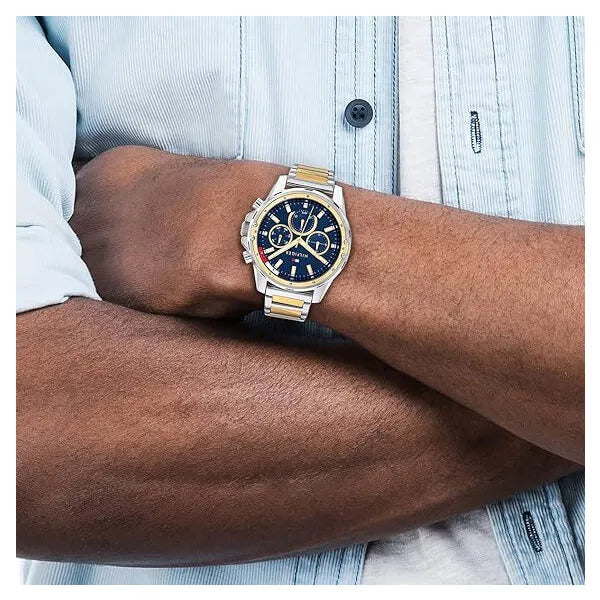 Tommy Hilfiger Mason férfi karóra 45 mm, kék számlap, kéttónusú acél, WR50