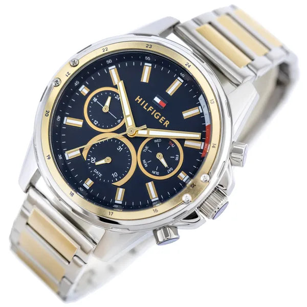 Tommy Hilfiger Mason férfi karóra 45 mm, kék számlap, kéttónusú acél, WR50