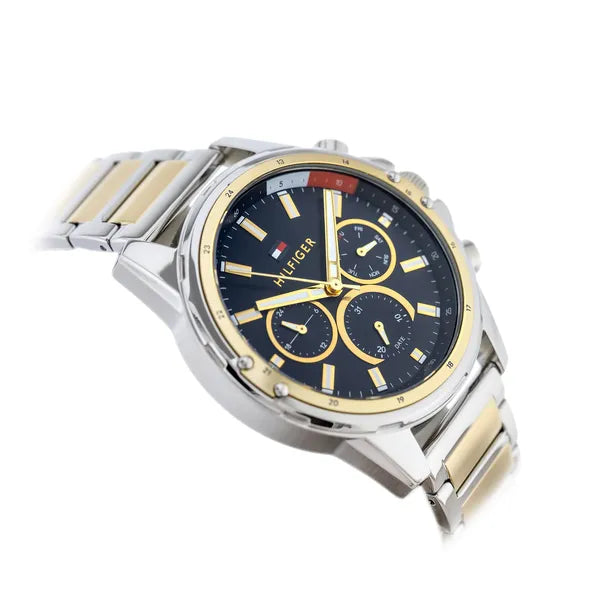 Tommy Hilfiger Mason férfi karóra 45 mm, kék számlap, kéttónusú acél, WR50