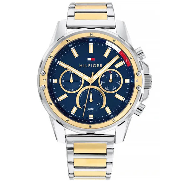 Tommy Hilfiger Mason férfi karóra 45 mm, kék számlap, kéttónusú acél, WR50