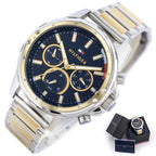Tommy Hilfiger Mason férfi karóra 45 mm, kék számlap, kéttónusú acél, WR50