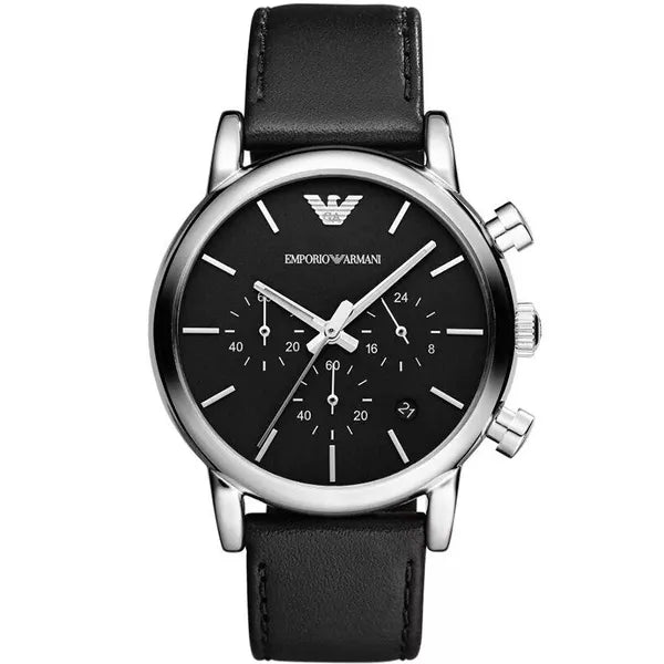Emporio Armani AR1733 férfi karóra, fekete bőr szíj, 41 mm, WR50