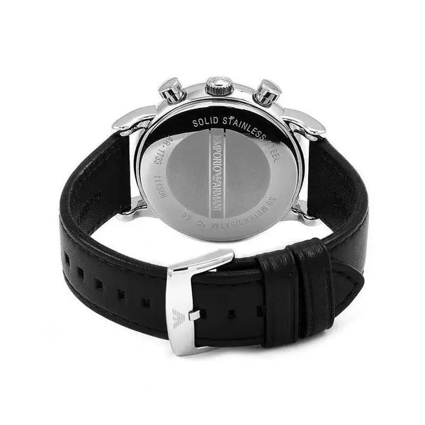 Emporio Armani AR1733 férfi karóra, fekete bőr szíj, 41 mm, WR50