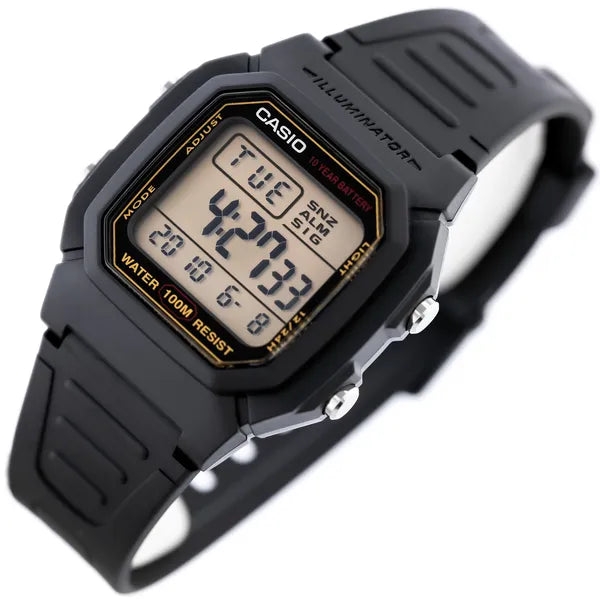 Casio W-800HG-9AVDF férfi digitális óra, WR100, fekete, 10 év elem, LED