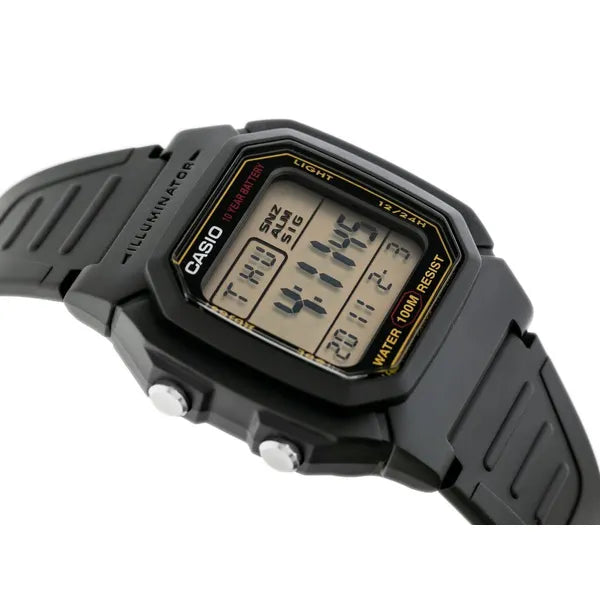 Casio W-800HG-9AVDF férfi digitális óra, WR100, fekete, 10 év elem, LED