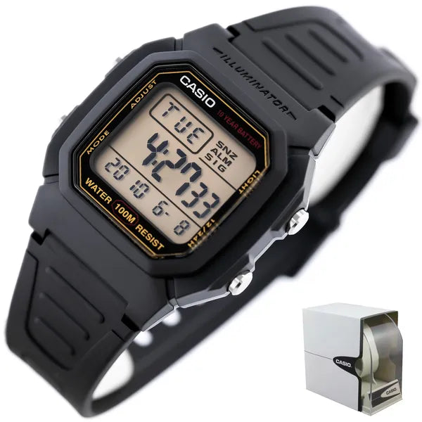 Casio W-800HG-9AVDF férfi digitális óra, WR100, fekete, 10 év elem, LED
