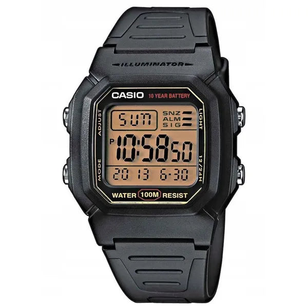 Casio W-800HG-9AVDF férfi digitális óra, WR100, fekete, 10 év elem, LED