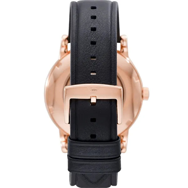Emporio Armani AR60031 automata férfi karóra, rózsaarany, fekete bőr, 43 mm