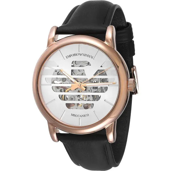 Emporio Armani AR60031 automata férfi karóra, rózsaarany, fekete bőr, 43 mm