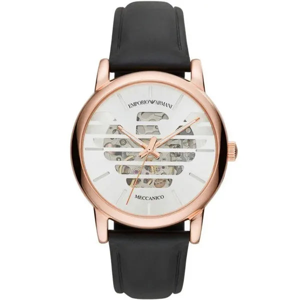 Emporio Armani AR60031 automata férfi karóra, rózsaarany, fekete bőr, 43 mm