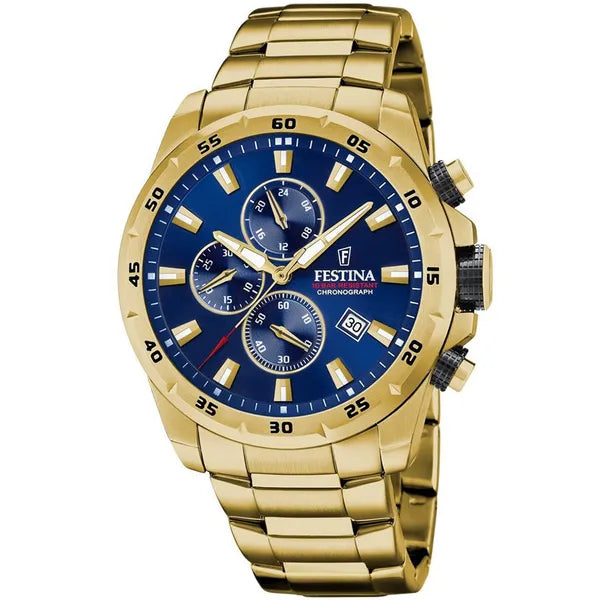 Festina Chrono Sport 20541/2 férfi kronográf óra, arany acél, kvarc, WR100