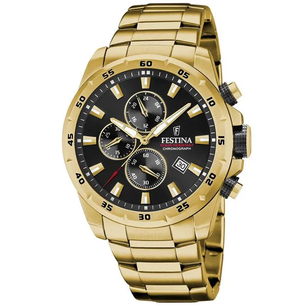 Férfi karóra Festina Chrono Sport 20541/4, kronográf, arany acél, WR100, 45 mm
