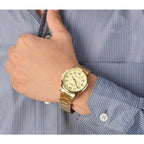 Casio MTP-V001G-9B férfi karóra, arany, 38 mm, acél szíj, WR30, díszdobozzal