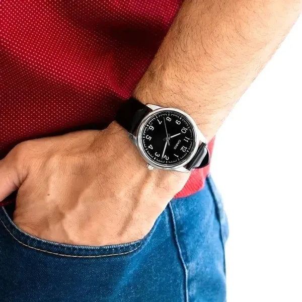 Casio férfi karóra MTP-V005L-1B4, fekete bőrszíj, 40 mm, WR30