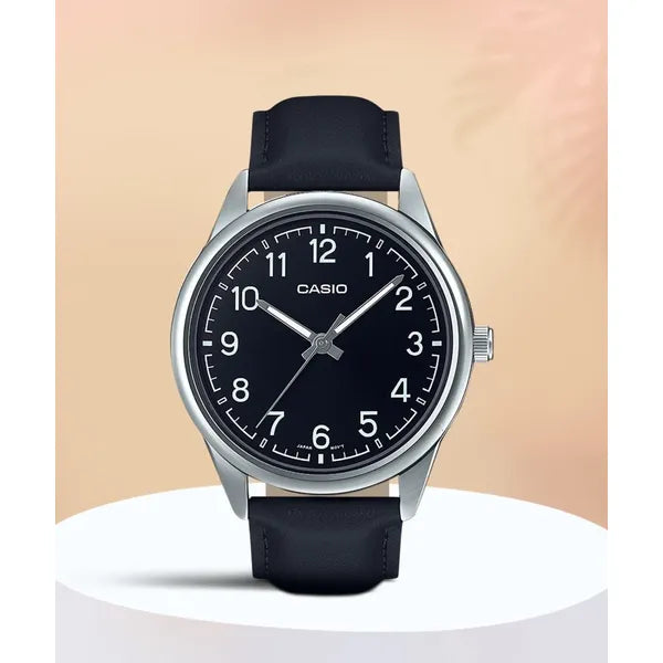 Casio férfi karóra MTP-V005L-1B4, fekete bőrszíj, 40 mm, WR30