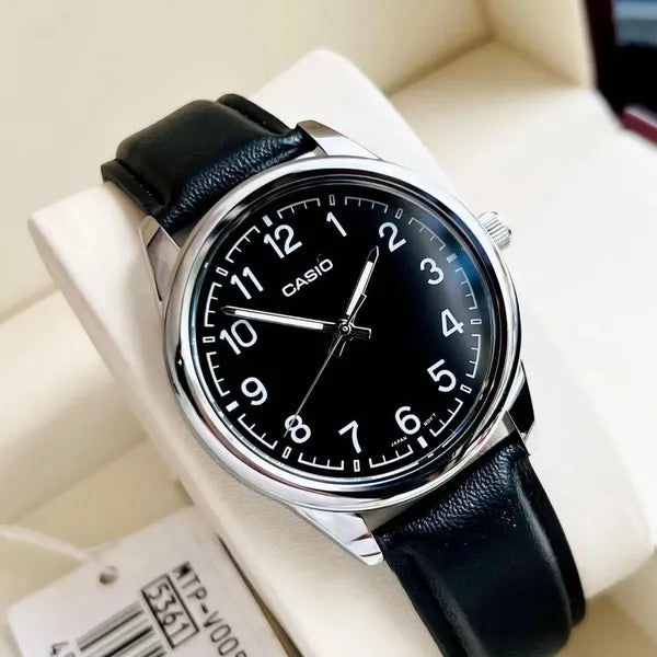 Casio férfi karóra MTP-V005L-1B4, fekete bőrszíj, 40 mm, WR30