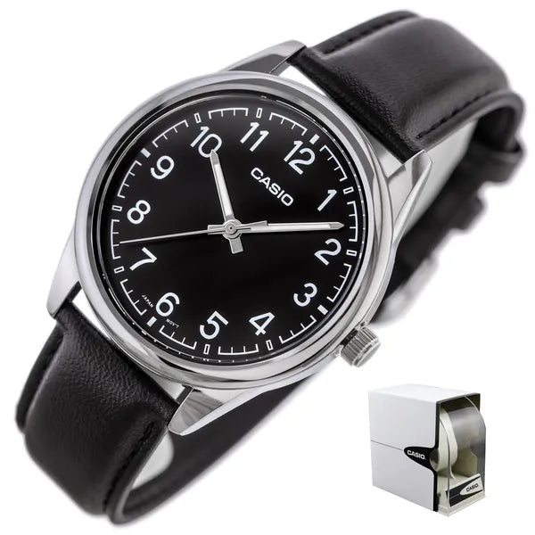 Casio férfi karóra MTP-V005L-1B4, fekete bőrszíj, 40 mm, WR30